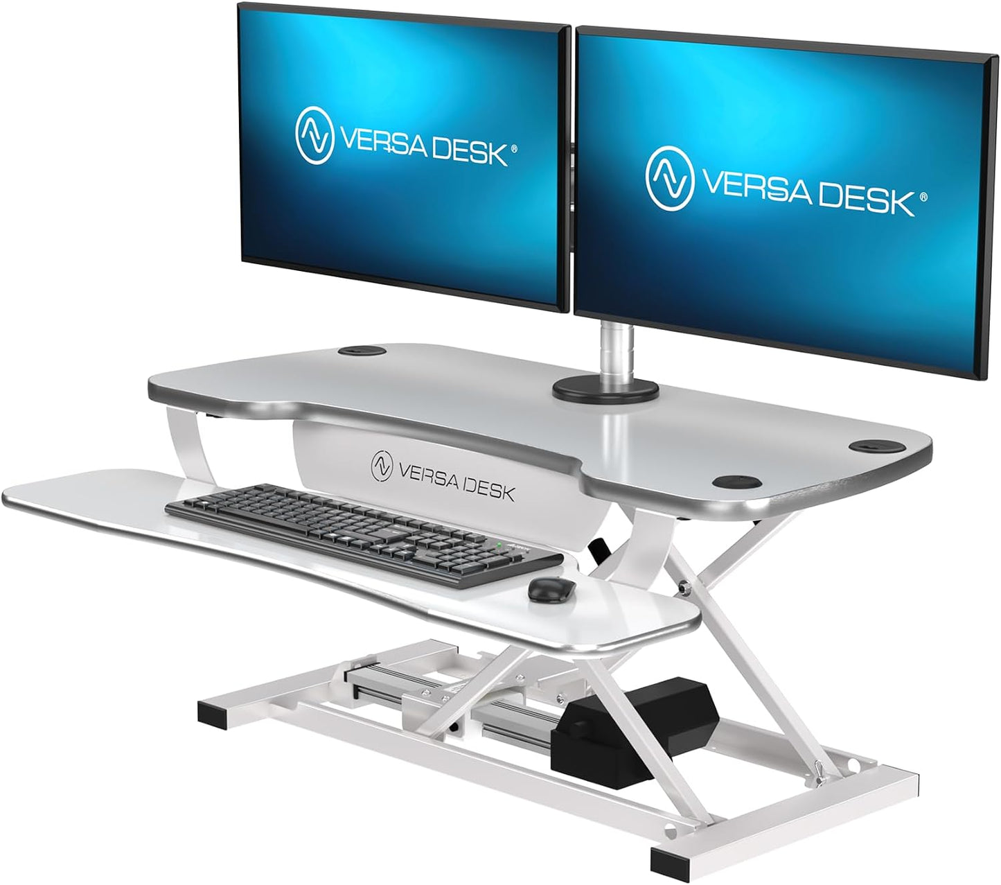 VERSADESK® PowerPro Stehtisch-Konverter, 91,4 x 61 cm, elektrisch, höhenverstellbar, Sitz-zu-Steh-Schreibtischerhöhung mit Tastaturablage und USB-Hub, ergonomischer Arbeitsplatz für Zuhause und Büro,