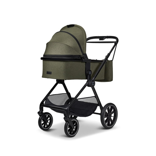 MOON CLICC Kombi-Kinderwagen Moss/Melange – Wanne & Sportsitz bis 22kg, faltbar, inkl. Wickeltasche, Fußsack, Regencover, Adapter