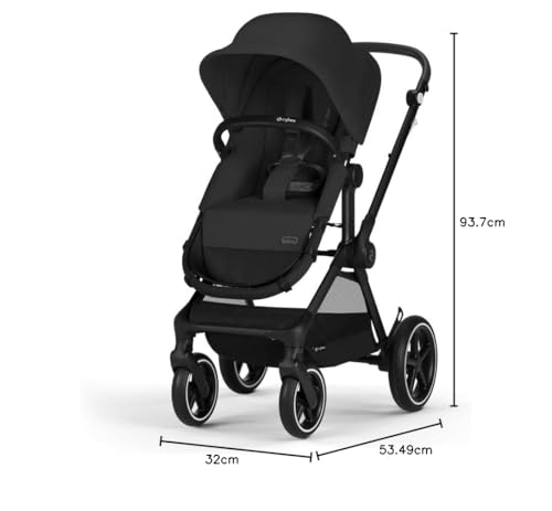 CYBEX Gold Kinderwagen EOS Lux 2-in-1, Reisesystem, Ab Geburt bis 22 kg (ca. 4 Jahre), Moon Black