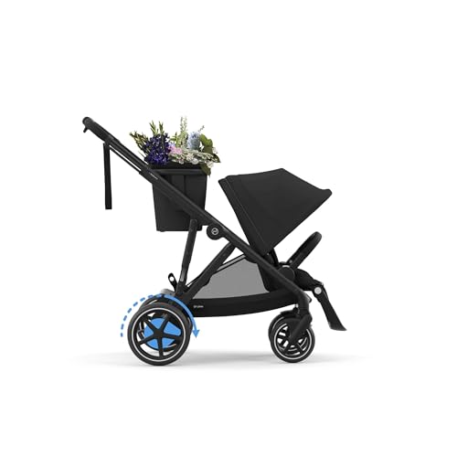 CYBEX Gold e-GAZELLE S Kinderwagen – ab Geburt bis 22kg, E-Antrieb, All-in-1-System mit 20+ Konfigurationen, Moon Black