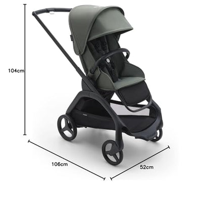 Bugaboo Dragonfly City-Kinderwagen – leicht &amp; kompakt, Vierradfederung, einhändig klappbar, XL Korb, Black/Forest Green