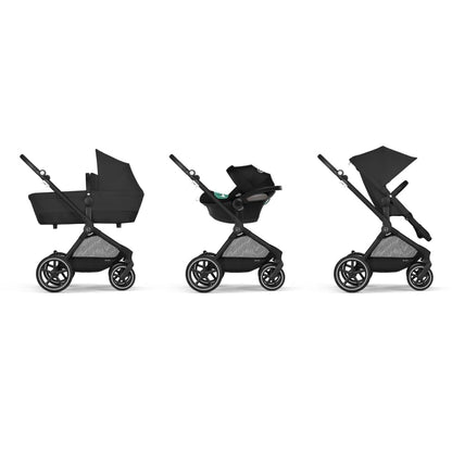 CYBEX Gold Kinderwagen EOS Lux 2-in-1, Reisesystem, Ab Geburt bis 22 kg (ca. 4 Jahre), Moon Black