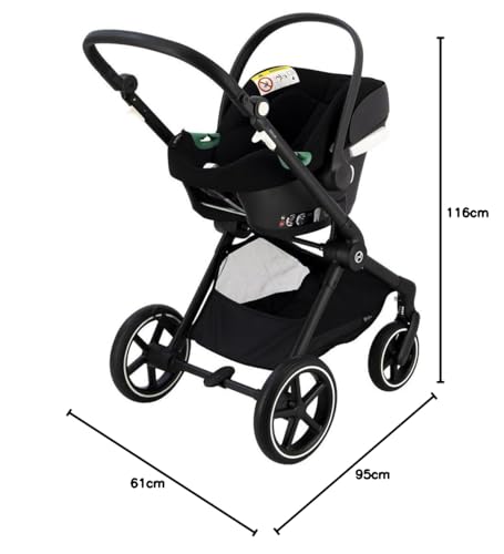 CYBEX Gold EOS Lux 2-in-1 Kinderwagen mit Aton B2 i-Size Babyschale &amp; Adapter – Reisesystem ab Geburt bis 22kg, Moon Black
