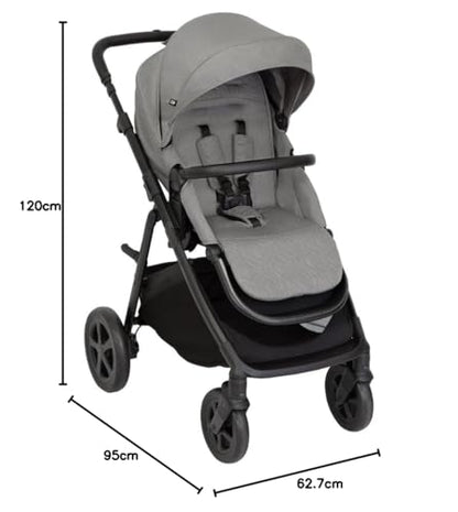 Graco Near2Me™ DLX 3-in-1 Kinderwagen – Babywanne 0-9kg, Babyschale 40-75cm, bis 22kg, Adapter &amp; Regenverdeck, Grau