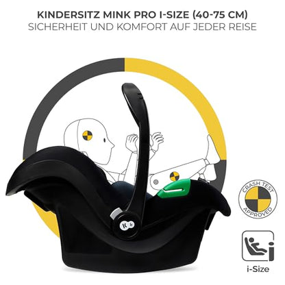 Kinderkraft MOOV2 AIR 4-in-1 Kinderwagen – bis 26kg, I-SIZE 40-75cm, Buggy, verstellbare Liegeposition, XXL-Verdeck, aufblasbare Räder, Schwarz