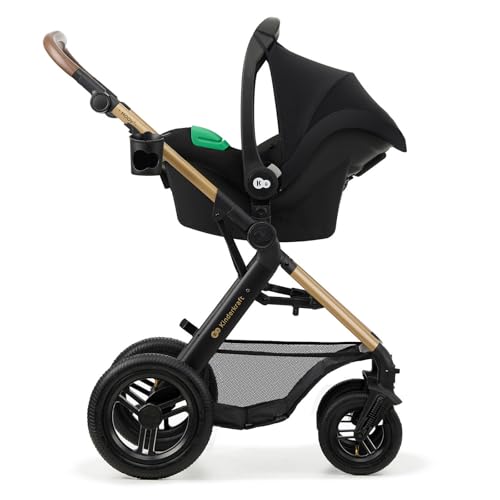 Kinderkraft MOOV2 AIR 4-in-1 Kinderwagen – bis 26kg, I-SIZE 40-75cm, Buggy, verstellbare Liegeposition, XXL-Verdeck, aufblasbare Räder, Schwarz