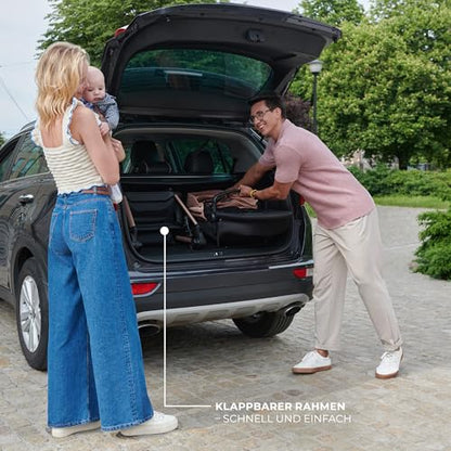 Kinderkraft MOOV2 AIR 4-in-1 Kinderwagen – bis 26kg, I-SIZE 40-75cm, Buggy, verstellbare Liegeposition, XXL-Verdeck, aufblasbare Räder, Schwarz