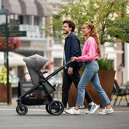 Maxi-Cosi Zelia S 3-in-1 Kinderwagen Set – inkl. CabrioFix i-Size, FamilyFix 360 Basis, 0-4J, bis 22kg, Grau/Schwarz