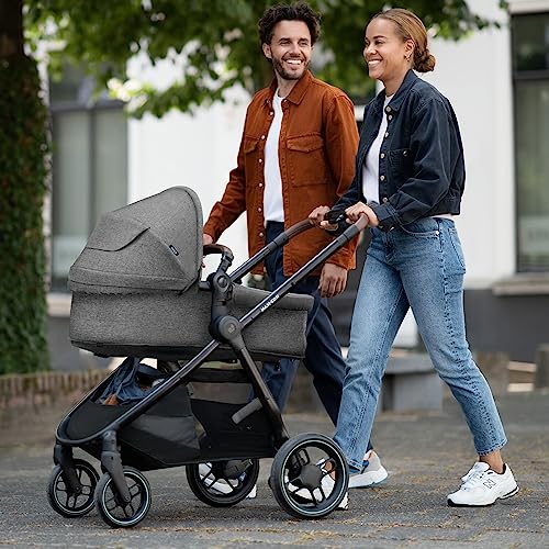 Maxi-Cosi Zelia S 3-in-1 Kinderwagen Set – inkl. CabrioFix i-Size, FamilyFix 360 Basis, 0-4J, bis 22kg, Grau/Schwarz