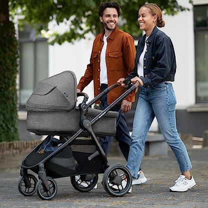 Maxi-Cosi Zelia S 3-in-1 Kinderwagen Set – inkl. CabrioFix i-Size, FamilyFix 360 Basis, 0-4J, bis 22kg, Grau/Schwarz