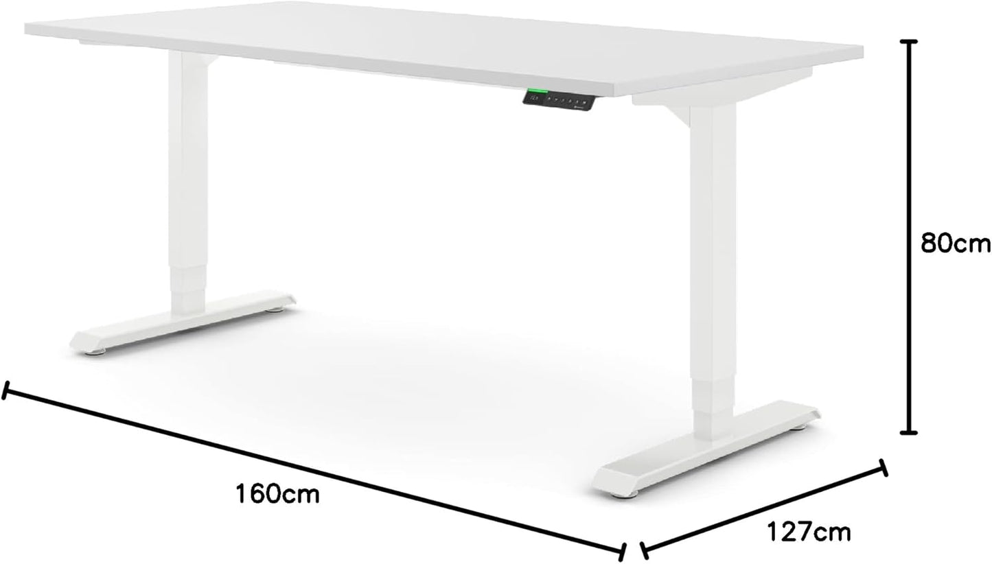 Ergotopia Desktopia Pro X Elektrisch höhenverstellbarer Schreibtisch, Ergonomischer Stehtisch für Büro oder Home Office (Weiß, Gestell Weiß, 180 x 80 cm)