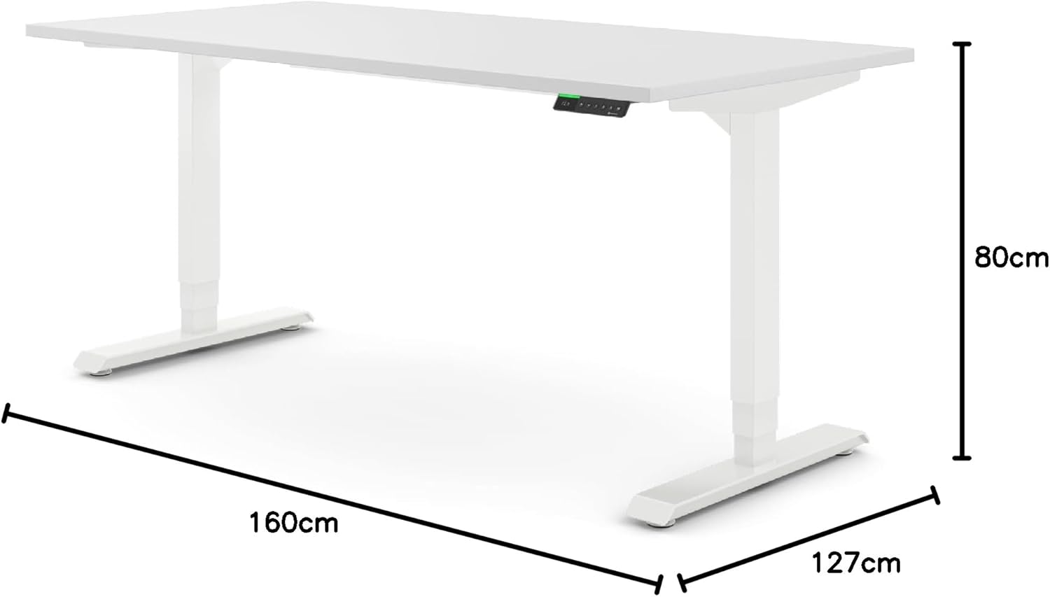 Ergotopia Desktopia Pro X Elektrisch höhenverstellbarer Schreibtisch, Ergonomischer Stehtisch für Büro oder Home Office (Weiß, Gestell Weiß, 180 x 80 cm)