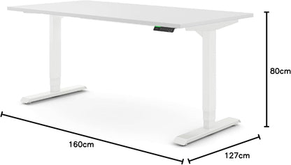 Ergotopia Desktopia Pro X Elektrisch höhenverstellbarer Schreibtisch, Ergonomischer Stehtisch für Büro oder Home Office (Weiß, Gestell Weiß, 180 x 80 cm)