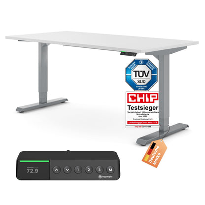 Ergotopia Desktopia Pro X Elektrisch höhenverstellbarer Schreibtisch, Ergonomischer Stehtisch für Büro oder Home Office (Weiß, Gestell Weiß, 180 x 80 cm)