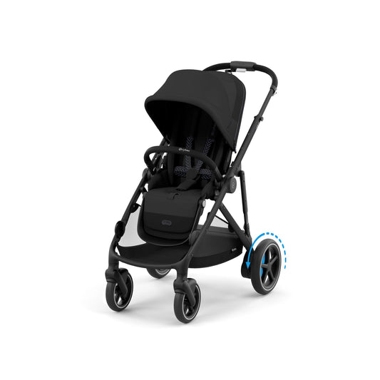 CYBEX Gold e-GAZELLE S Kinderwagen – ab Geburt bis 22kg, E-Antrieb, All-in-1-System mit 20+ Konfigurationen, Moon Black