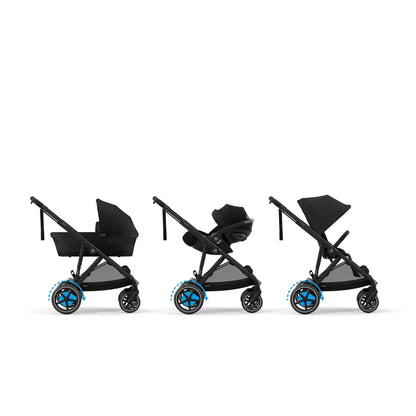 CYBEX Gold e-GAZELLE S Kinderwagen – ab Geburt bis 22kg, E-Antrieb, All-in-1-System mit 20+ Konfigurationen, Moon Black