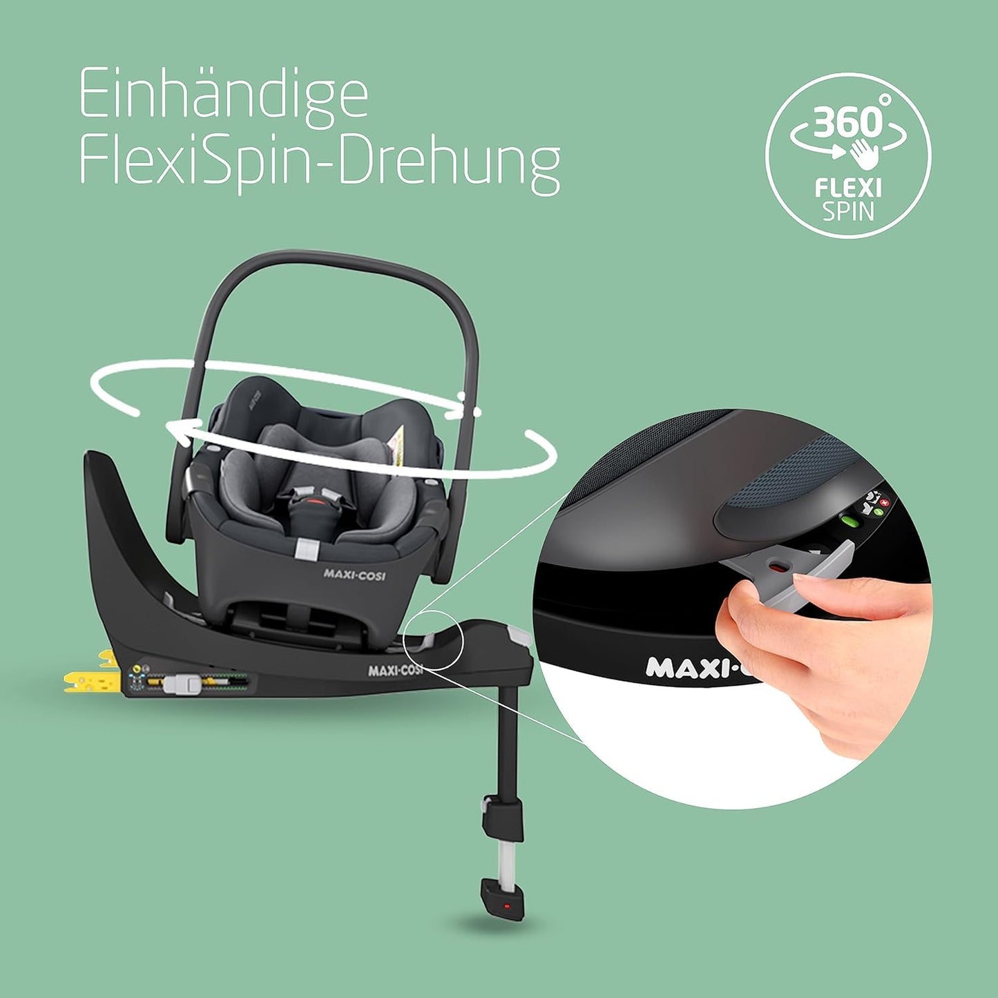 Maxi-Cosi Zelia S 3-in-1 Kinderwagen Set – inkl. CabrioFix i-Size, FamilyFix 360 Basis, 0-4J, bis 22kg, Grau/Schwarz