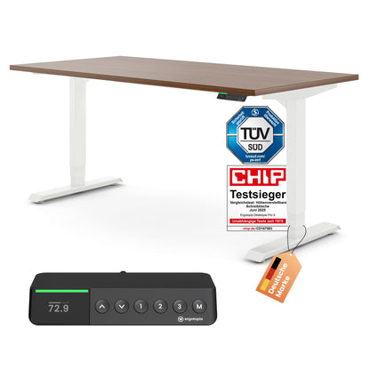 Ergotopia Desktopia Pro X Elektrisch höhenverstellbarer Schreibtisch, Ergonomischer Stehtisch für Büro oder Home Office (Weiß, Gestell Weiß, 180 x 80 cm)