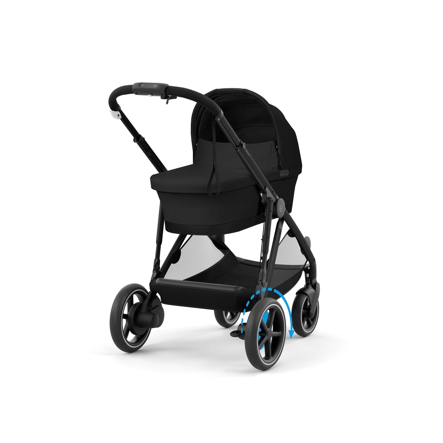 CYBEX Gold e-GAZELLE S Kinderwagen – ab Geburt bis 22kg, E-Antrieb, All-in-1-System mit 20+ Konfigurationen, Moon Black