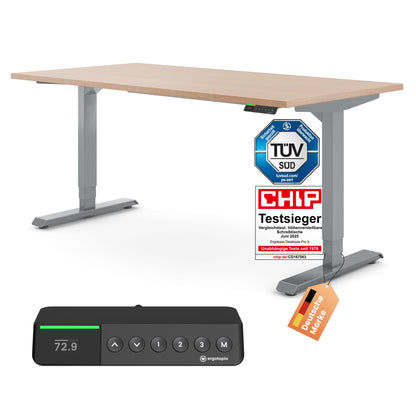 Ergotopia Desktopia Pro X Elektrisch höhenverstellbarer Schreibtisch, Ergonomischer Stehtisch für Büro oder Home Office (Weiß, Gestell Weiß, 180 x 80 cm)