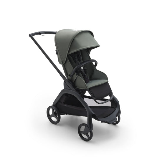 Bugaboo Dragonfly City-Kinderwagen – leicht &amp; kompakt, Vierradfederung, einhändig klappbar, XL Korb, Black/Forest Green