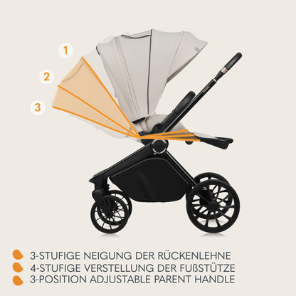 LIONELO MIKA PLUS 3-in-1 Buggy 0-48M – Babywagen 22kg, Kindersitz 9kg, Babytrage 13kg, verstellbare Lehne, Dämpfung, 360° Räder