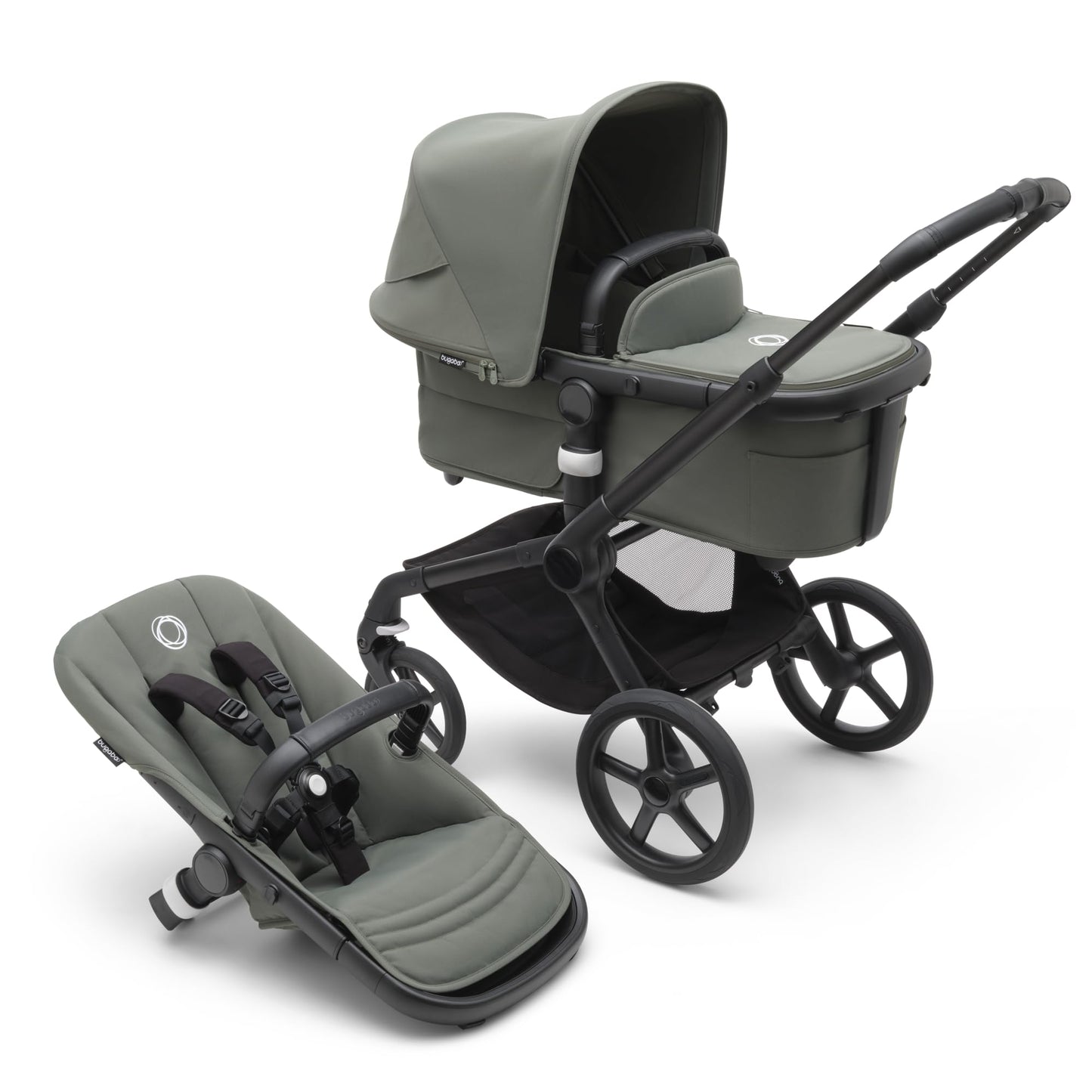 „Bugaboo Fox 5 2-in-1 Kinderwagen – Geländetauglich, Liegewanne &amp; Sitz, Ein-Hand Faltung, Schwarz/Forest Green