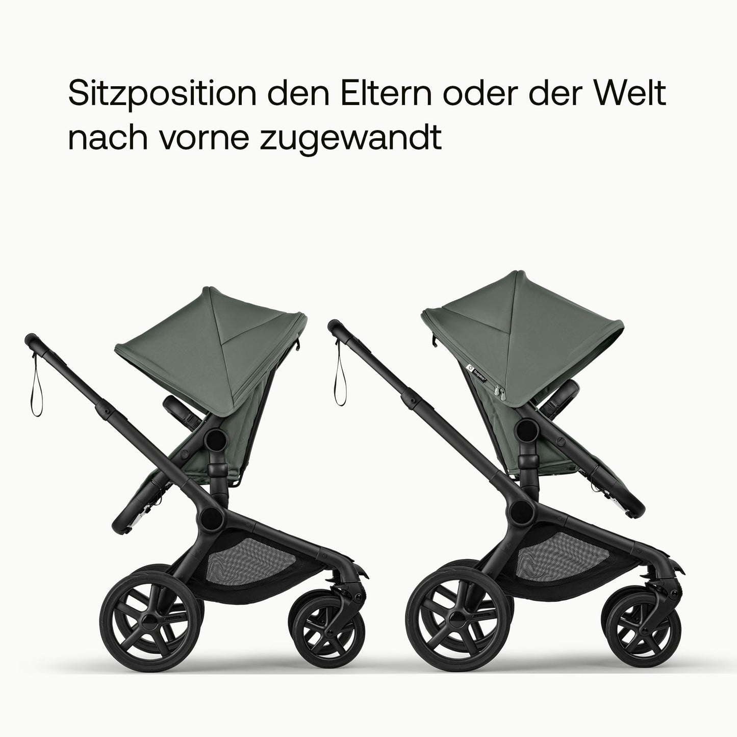 Bugaboo Fox 5 Renew 2-in-1 Kinderwagen, All-Terrain mit Liegewanne, ausziehbarem Sitz &amp; Ein-Hand-Faltung, Schwarz/Forest Green