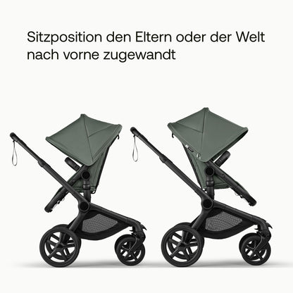 Bugaboo Fox 5 Renew 2-in-1 Kinderwagen, All-Terrain mit Liegewanne, ausziehbarem Sitz &amp; Ein-Hand-Faltung, Schwarz/Forest Green