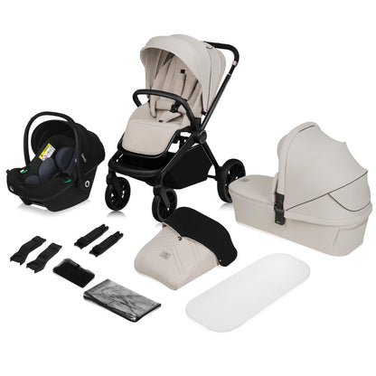 LIONELO MIKA PLUS 3-in-1 Buggy 0-48M – Babywagen 22kg, Kindersitz 9kg, Babytrage 13kg, verstellbare Lehne, Dämpfung, 360° Räder