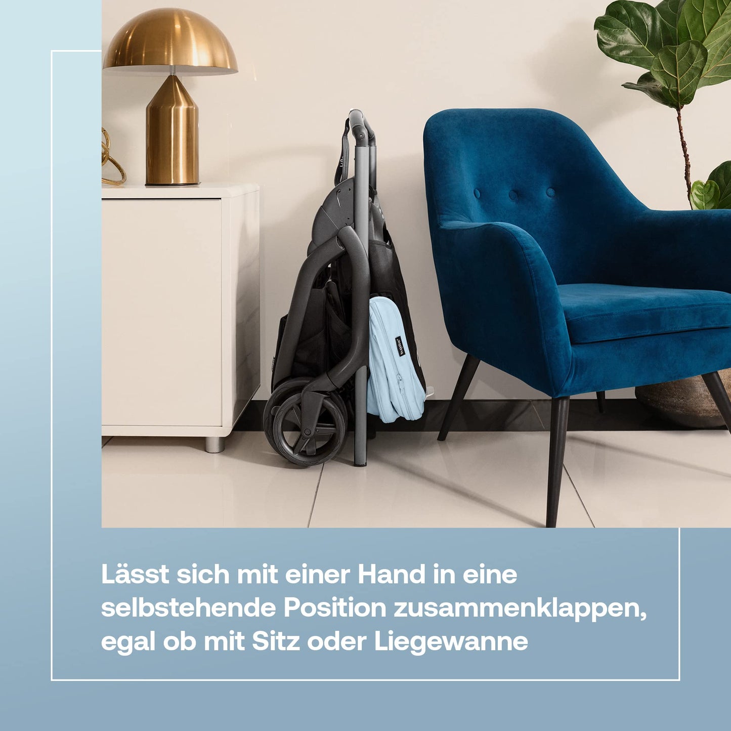 Bugaboo Dragonfly City-Kinderwagen – leicht &amp; kompakt, Vierradfederung, einhändig klappbar, XL Korb, Black/Forest Green
