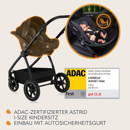 LIONELO MERIL 3-in-1 Kinderwagen 0-48M – Babywanne 9kg, Sitz 13kg, 360° Geländeräder, Vollfederung, XXL-Verdeck UPF50+