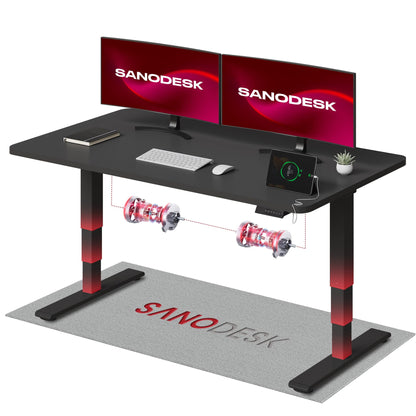 SANODESK Höhenverstellbarer Schreibtisch 120×80 cm, Dual-Motor Steh-Sitz Tisch mit 3-stufigen Beinen & USB, leises Premium-System mit Memory-Funktion und Kollisionsschutz (Weiß+Weiß)