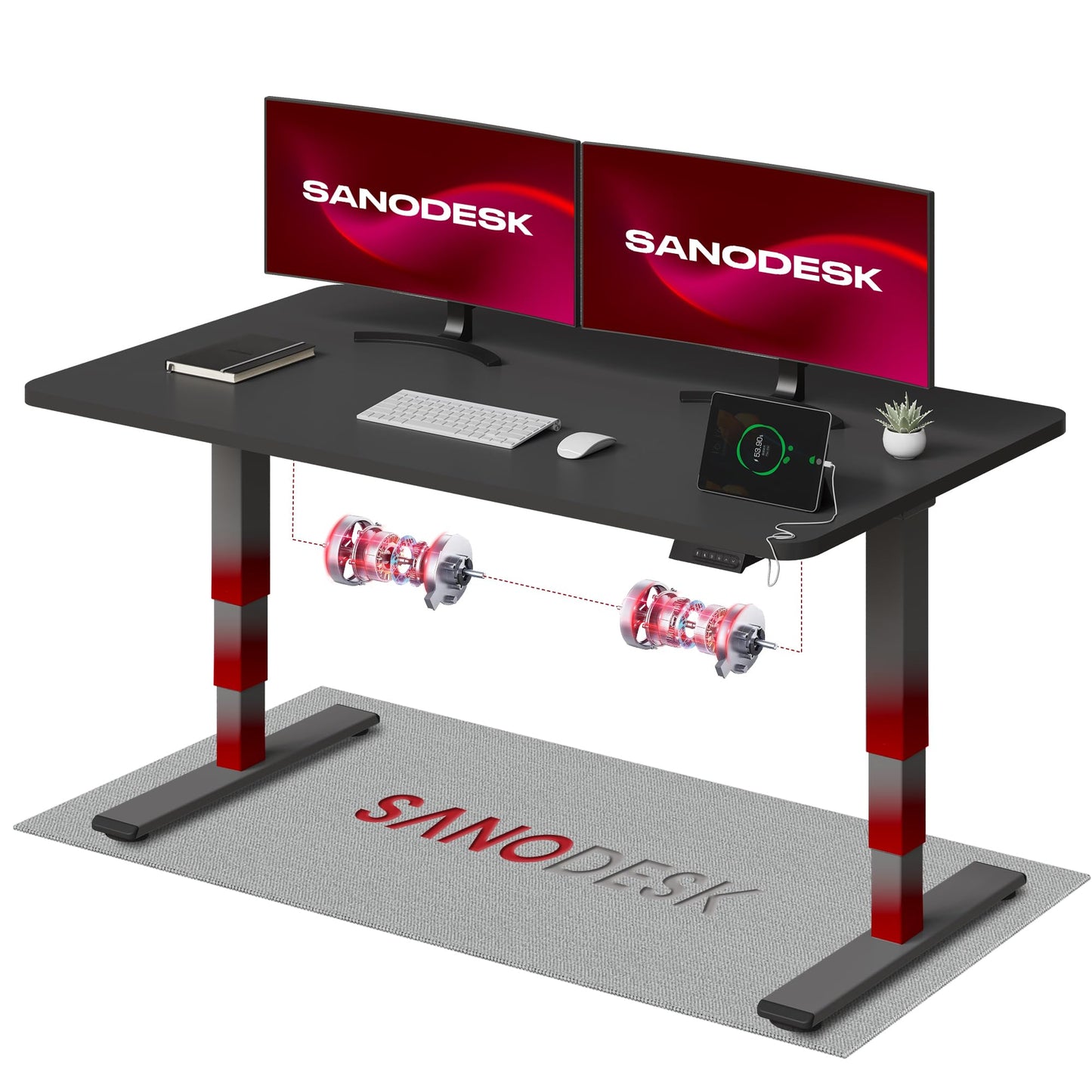 SANODESK Höhenverstellbarer Schreibtisch 120×80 cm, Dual-Motor Steh-Sitz Tisch mit 3-stufigen Beinen & USB, leises Premium-System mit Memory-Funktion und Kollisionsschutz (Weiß+Weiß)