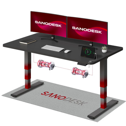 SANODESK Höhenverstellbarer Schreibtisch 120×80 cm, Dual-Motor Steh-Sitz Tisch mit 3-stufigen Beinen & USB, leises Premium-System mit Memory-Funktion und Kollisionsschutz (Weiß+Weiß)