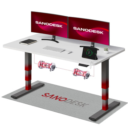 SANODESK Höhenverstellbarer Schreibtisch 120×80 cm, Dual-Motor Steh-Sitz Tisch mit 3-stufigen Beinen & USB, leises Premium-System mit Memory-Funktion und Kollisionsschutz (Weiß+Weiß)