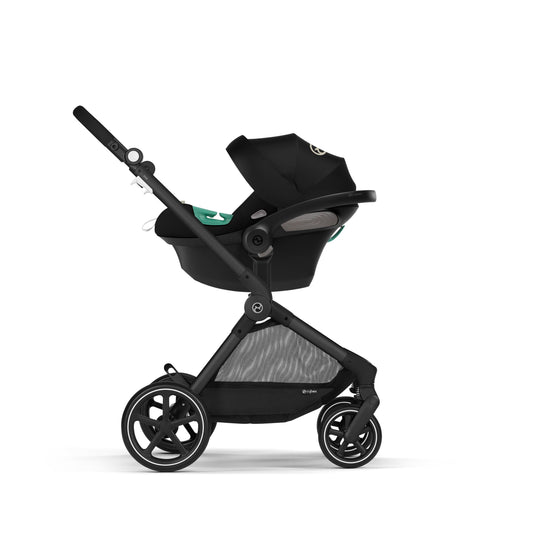 CYBEX Gold EOS 2-in-1 Kinderwagen mit Aton B2 i-Size Babyschale &amp; Adapter – Reisesystem ab Geburt bis 22 kg, Moon Black