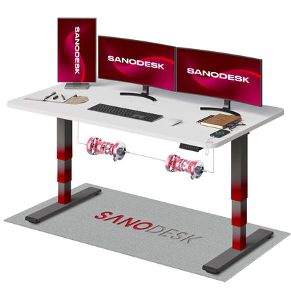 SANODESK Höhenverstellbarer Schreibtisch 120×80 cm, Dual-Motor Steh-Sitz Tisch mit 3-stufigen Beinen & USB, leises Premium-System mit Memory-Funktion und Kollisionsschutz (Weiß+Weiß)