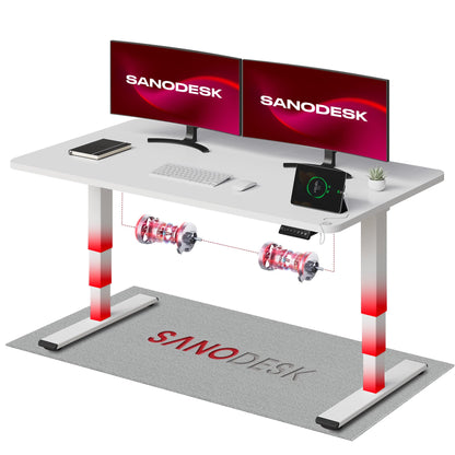 SANODESK Höhenverstellbarer Schreibtisch 120×80 cm, Dual-Motor Steh-Sitz Tisch mit 3-stufigen Beinen & USB, leises Premium-System mit Memory-Funktion und Kollisionsschutz (Weiß+Weiß)