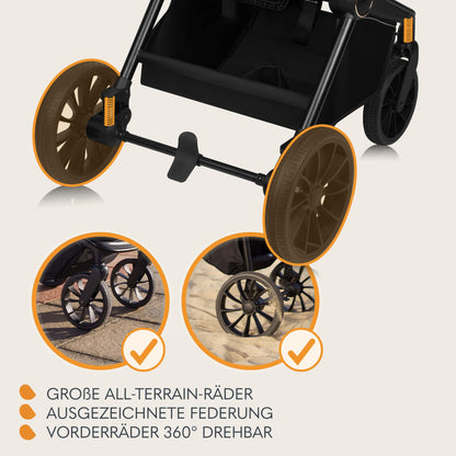 LIONELO MIKA PLUS 3-in-1 Buggy 0-48M – Babywagen 22kg, Kindersitz 9kg, Babytrage 13kg, verstellbare Lehne, Dämpfung, 360° Räder