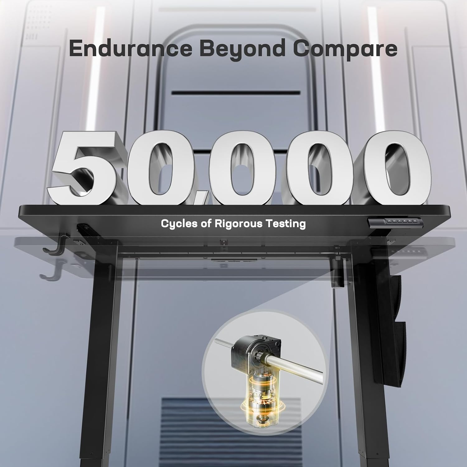 Marsail höhenverstellbarer Stehpult, elektrischer Stehpult mit Aufbewahrungstasche, für Heimbüro, Computertisch, Speichervoreinstellung mit Kopfhörerhaken, 160 cm