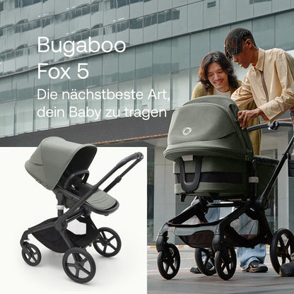 „Bugaboo Fox 5 2-in-1 Kinderwagen – Geländetauglich, Liegewanne &amp; Sitz, Ein-Hand Faltung, Schwarz/Forest Green
