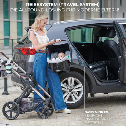 Kinderkraft MOOV2 AIR 4-in-1 Kinderwagen – bis 26kg, I-SIZE 40-75cm, Buggy, verstellbare Liegeposition, XXL-Verdeck, aufblasbare Räder, Schwarz