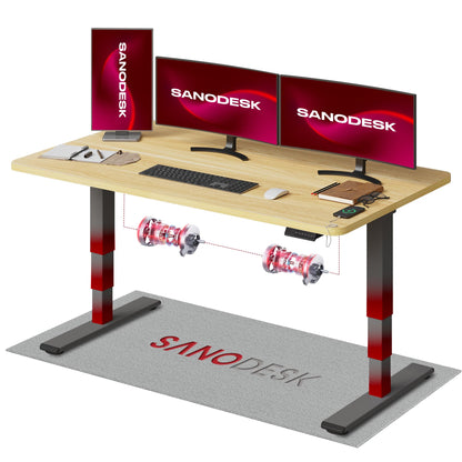 SANODESK Höhenverstellbarer Schreibtisch 120×80 cm, Dual-Motor Steh-Sitz Tisch mit 3-stufigen Beinen & USB, leises Premium-System mit Memory-Funktion und Kollisionsschutz (Weiß+Weiß)