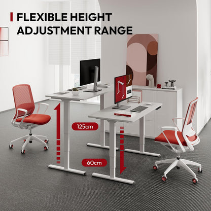 SANODESK Höhenverstellbarer Schreibtisch 120×80 cm, Dual-Motor Steh-Sitz Tisch mit 3-stufigen Beinen & USB, leises Premium-System mit Memory-Funktion und Kollisionsschutz (Weiß+Weiß)