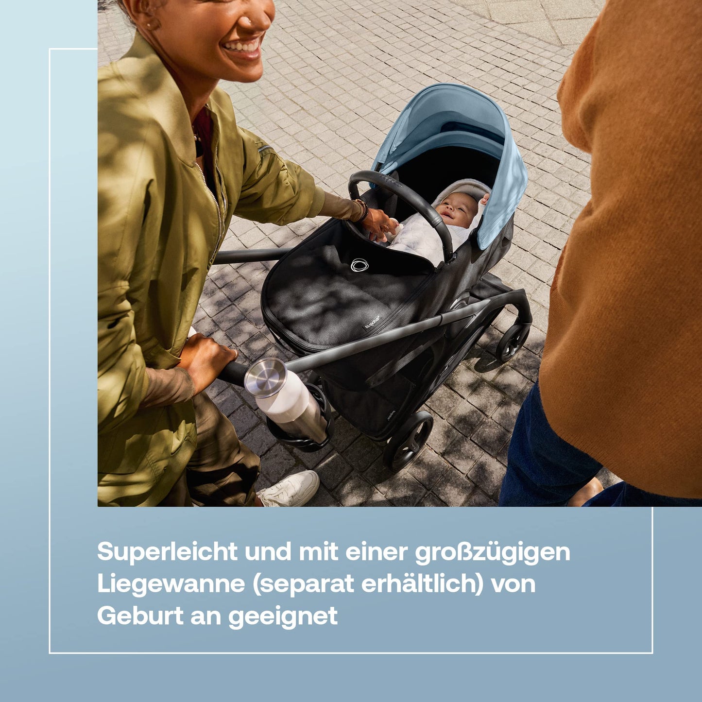 Bugaboo Dragonfly City-Kinderwagen – leicht &amp; kompakt, Vierradfederung, einhändig klappbar, XL Korb, Black/Forest Green