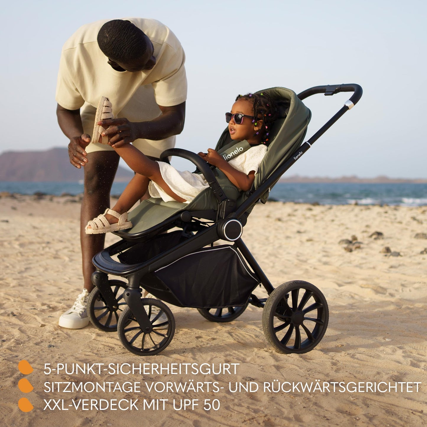 LIONELO MIKA PLUS 3-in-1 Buggy 0-48M – Babywagen 22kg, Kindersitz 9kg, Babytrage 13kg, verstellbare Lehne, Dämpfung, 360° Räder