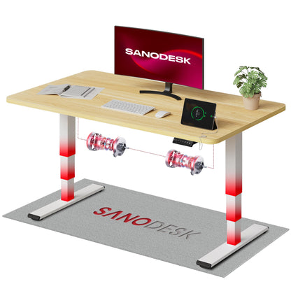 SANODESK Höhenverstellbarer Schreibtisch 120×80 cm, Dual-Motor Steh-Sitz Tisch mit 3-stufigen Beinen & USB, leises Premium-System mit Memory-Funktion und Kollisionsschutz (Weiß+Weiß)