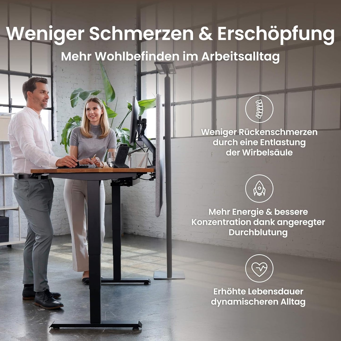 Ergotopia Desktopia Pro X Elektrisch höhenverstellbarer Schreibtisch, Ergonomischer Stehtisch für Büro oder Home Office (Weiß, Gestell Weiß, 180 x 80 cm)
