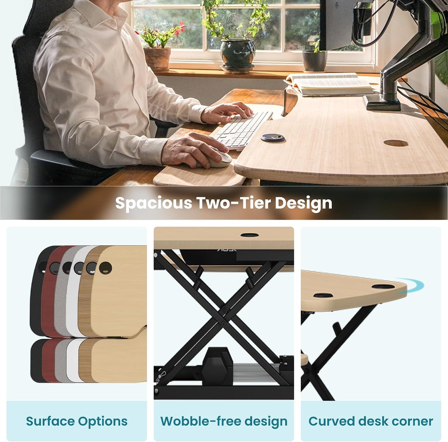 VERSADESK PowerPro Elektrischer Stehpult-Konverter, 122 cm, höhenverstellbar, Sitz-Steh-Schreibtischerhöhung für mehrere Monitore, motorisierter Desktop-Arbeitsplatz mit breiter Tastaturablage